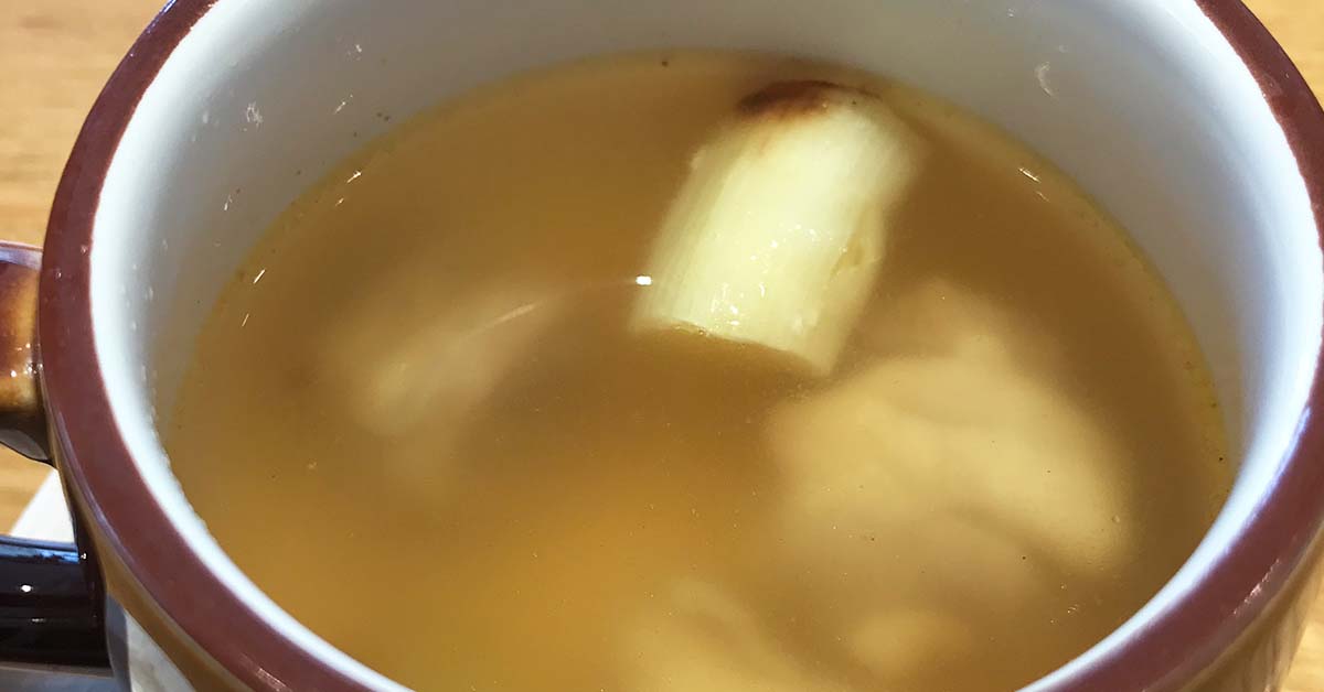 大黒堂のねぎま串を使って作ったスープ